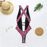 Neon Snake Bandage Cut Out Thong Swimsuit