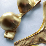 Glistening Glam Metallic Bikini Push Up Set