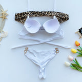 Leopard Deluxe Bling Push Up Thong Bikini