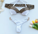 Leopard Deluxe Bling Push Up Thong Bikini