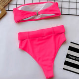 Bandeau Buckle High Waist Bikini