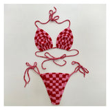 Sunset Goddess Multi Color Checkered Crochet Bikini