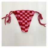 Sunset Goddess Multi Color Checkered Crochet Bikini