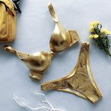 Glistening Glam Metallic Bikini Push Up Set