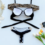 Leopard Deluxe Bling Push Up Thong Bikini