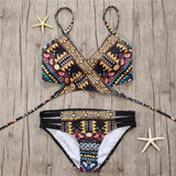 Aztec Temptation Hollow Out Strappy Bandage Bikini