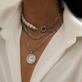 Paradise Lost Pearl Coin Pendant Necklace