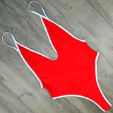 Ultra Sexy Deep V Neck Thong One Piece High Cut Monokini