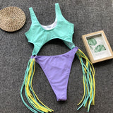 Tassel Dreams Underboob High Cut Out Swimsuit