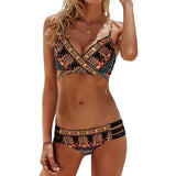 Aztec Temptation Hollow Out Strappy Bandage Bikini