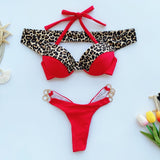 Leopard Deluxe Bling Push Up Thong Bikini