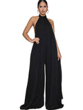 Halter Neck Sleeveless Backless Wide Leg Jumpsuit Loveclb