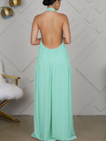 Halter Neck Sleeveless Backless Wide Leg Jumpsuit Loveclb