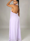 Halter Neck Sleeveless Backless Wide Leg Jumpsuit Loveclb