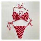 Sunset Goddess Multi Color Checkered Crochet Bikini