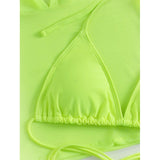 Sexy Neon 3 Piece Bikini Set With Cover Up Hoodie Crop Top