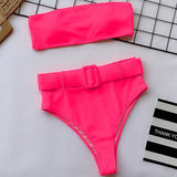 Bandeau Buckle High Waist Bikini