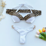 Leopard Deluxe Bling Push Up Thong Bikini