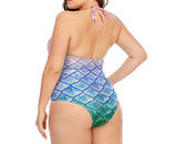 Siren's Elegance Plunge Plus Size V Neck Mermaid Swimsuit