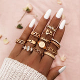 Sunset Boho Vintage Gold Ring Set