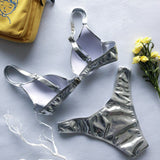 Glistening Glam Metallic Bikini Push Up Set