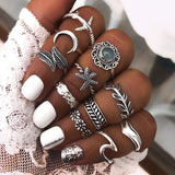 Boho Bliss Silver Gold Ring Set