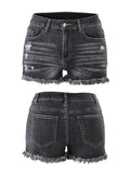 High Waist Raw Hem Frayed Ripped Denim Jean Shorts Loveclb