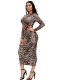 Leopard Print Tunic Bodycon Maxi Pencil Dresses Loveclb