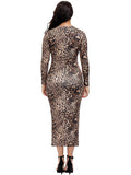 Leopard Print Tunic Bodycon Maxi Pencil Dresses Loveclb