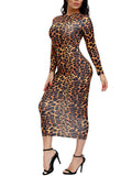 Leopard Print Tunic Bodycon Maxi Pencil Dresses Loveclb