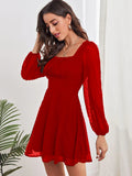 Long Lantern Sleeve Flowy Mini Dresses Loveclb