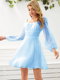 Long Lantern Sleeve Flowy Mini Dresses Loveclb