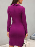 Long Sleeve Bodycon Peplum Midi Dresses Loveclb