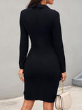 Long Sleeve Bodycon Peplum Midi Dresses Loveclb