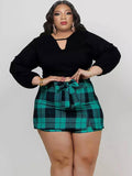 Long Sleeve Crop Top & Short Pantskirt Loveclb