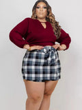 Long Sleeve Crop Top & Short Pantskirt Loveclb