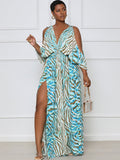 Long Sleeve Printed Off Shoulder Maxi Dresses Loveclb