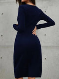 Long Sleeves Button Split Midi Dresses Loveclb