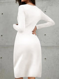 Long Sleeves Button Split Midi Dresses Loveclb