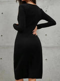 Long Sleeves Button Split Midi Dresses Loveclb