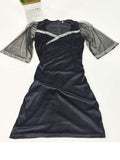 Mesh Bell Sleeve Sequin Velvet Bodycon Mini Dresses Loveclb