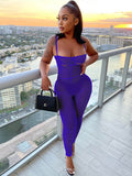 Mesh Solid Color Ruched Jumpsuits Loveclb