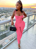 Mesh Solid Color Ruched Jumpsuits Loveclb