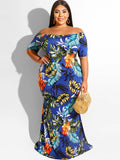 Off Shoulder Short Sleeve Bodycon Maxi Dresses Loveclb