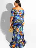 Off Shoulder Short Sleeve Bodycon Maxi Dresses Loveclb