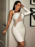 One Shouder Rhinestone Bodycon Mini Dresses Loveclb