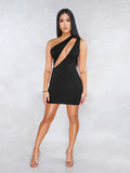 One Shoulder Cutout Bodycon Mini Dresses Clubwear Loveclb