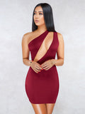 One Shoulder Cutout Bodycon Mini Dresses Clubwear Loveclb