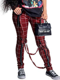 Plaid Color Block Stretchy High Waist Skinny Pants Loveclb