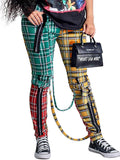 Plaid Color Block Stretchy High Waist Skinny Pants Loveclb